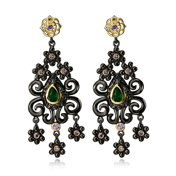 beautiful dangle earrings green cubic zirconia stones flower vintage jewellery black color jewelry drop earring for women, Silver
beautiful dangle earrings green cubic zirconia stones flower vintage jewellery black color jewelry drop earring for women, Silver