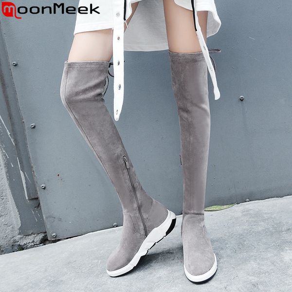 moonmeek 2020 new over the knee boots round toe zip stretch+suede leather boots flat platform stretch thigh high, Black
moonmeek 2020 new over the knee boots round toe zip stretch+suede leather boots flat platform stretch thigh high, Black