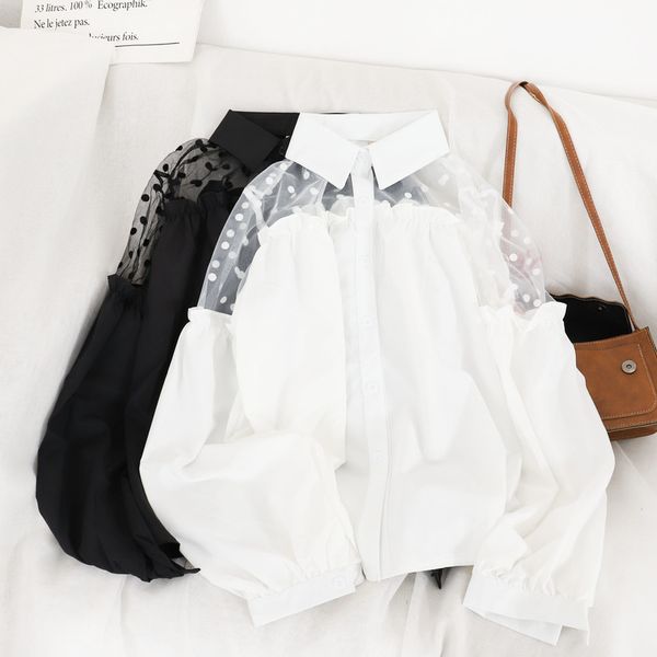 woherb casual black white blouse women see through polka dot print mesh 2020 korean ladies solid elegant office work blusas
woherb casual black white blouse women see through polka dot print mesh 2020 korean ladies solid elegant office work blusas