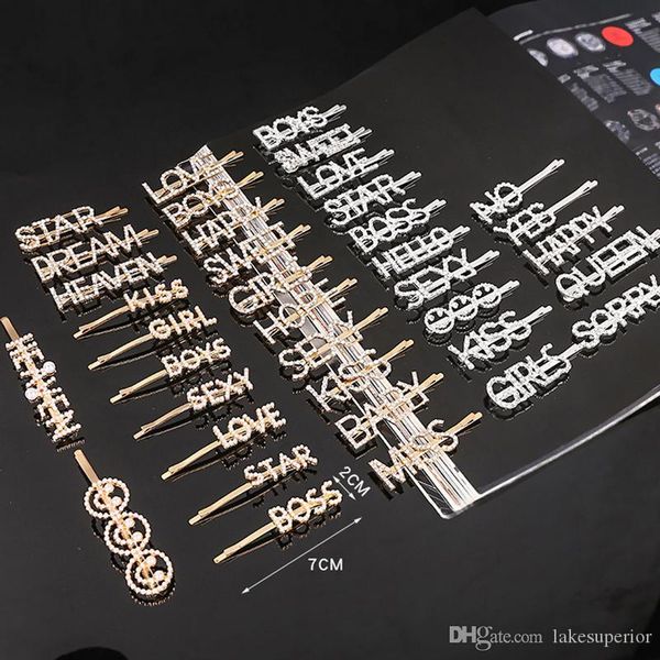 multistyle pearl rhinestone letter hair clip women letter barrettes gift for love girlfriend wholesale high quality, Golden;silver 
multistyle pearl rhinestone letter hair clip women letter barrettes gift for love girlfriend wholesale high quality, Golden;silver
