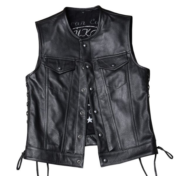 2020 black slim fit biker's leather vest men single breasted plus size xxxxl genuine cowhide spring motorcycle leather vest, Black;white
2020 black slim fit biker's leather vest men single breasted plus size xxxxl genuine cowhide spring motorcycle leather vest, Black;white