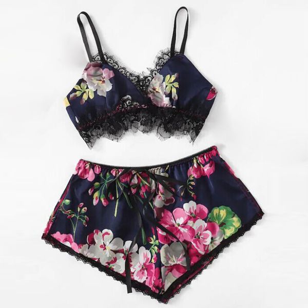 women's printed underwear set summer fashion lace sling soft slim fit print girl home pajamas women set, Black;red
women's printed underwear set summer fashion lace sling soft slim fit print girl home pajamas women set, Black;red