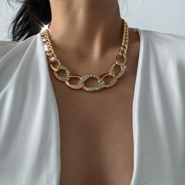 trendy gothic crystal cuban chunky chain necklace colar steampunk men rhinestone thick link necklace women jewelry, Silver
trendy gothic crystal cuban chunky chain necklace colar steampunk men rhinestone thick link necklace women jewelry, Silver