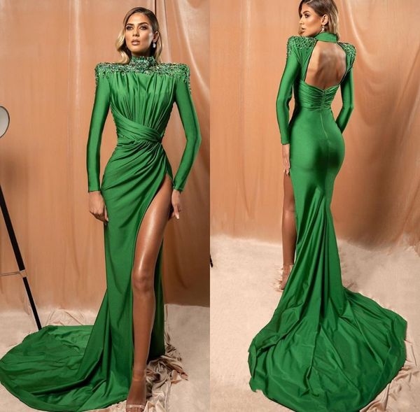 new arrival 2020 mermaid dark green prom dresses beaded backless prom gowns long sleeve plus size split party dress vestidos de fiesta, Black
new arrival 2020 mermaid dark green prom dresses beaded backless prom gowns long sleeve plus size split party dress vestidos de fiesta, Black