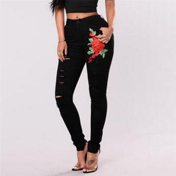 fashion pant jeans boyfriends women washed high waist jeans plus size embroidered pocket hole denim button zipper pants e16, Blue
fashion pant jeans boyfriends women washed high waist jeans plus size embroidered pocket hole denim button zipper pants e16, Blue