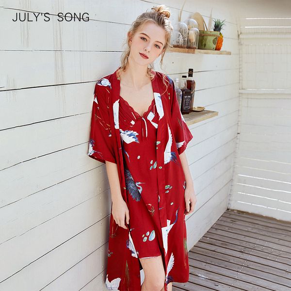 july's song 2019 faux silk women robe set spring lace nightgowns women sleepwear dress woman pajamas, Black;red
july's song 2019 faux silk women robe set spring lace nightgowns women sleepwear dress woman pajamas, Black;red