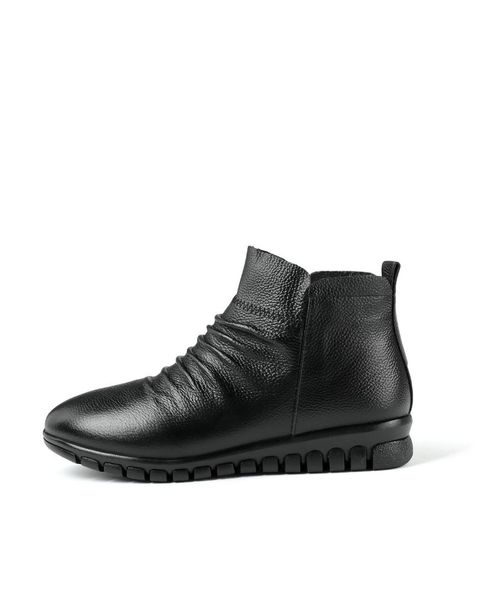 british style genuine cow leather women ankle boots autumn fashion pleated zipper short boots women flats shoes, Black
british style genuine cow leather women ankle boots autumn fashion pleated zipper short boots women flats shoes, Black