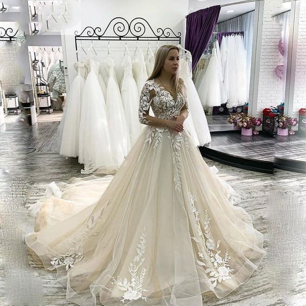 bohemian illusion scoop neckline wedding dresses lace appliques a-line floor length party dress bridal gowns formal plus size b60, White
bohemian illusion scoop neckline wedding dresses lace appliques a-line floor length party dress bridal gowns formal plus size b60, White