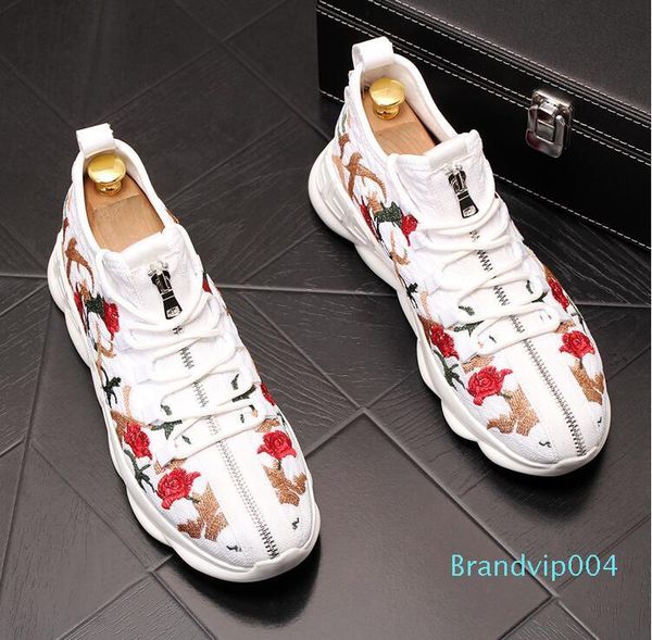 2019 european station men's casual shoes summer breathable white shoes embroidered high-thick knit men's shoes, Black
2019 european station men's casual shoes summer breathable white shoes embroidered high-thick knit men's shoes, Black