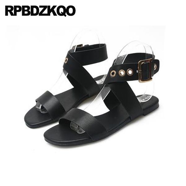 open toe casual ladies black shoes brown comfortable roman women sandals flat summer 2019 gladiator female