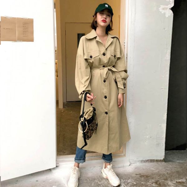 trench coat women's mid-length 2019 popular spring and autumn coat student college style knee-length loose korean, Tan;black
trench coat women's mid-length 2019 popular spring and autumn coat student college style knee-length loose korean, Tan;black