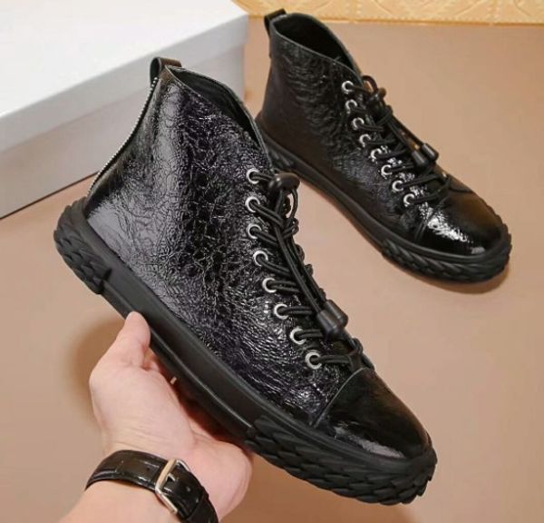men classic genuine leather arena brand flats sneakers high shoes men fashion casual lace up shoes big size, Black
men classic genuine leather arena brand flats sneakers high shoes men fashion casual lace up shoes big size, Black