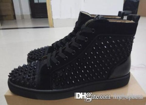 wholesale red soles men women red bottom fashion sneakers black sand net with spikes high lace up brand comfortable casual shoes
wholesale red soles men women red bottom fashion sneakers black sand net with spikes high lace up brand comfortable casual shoes