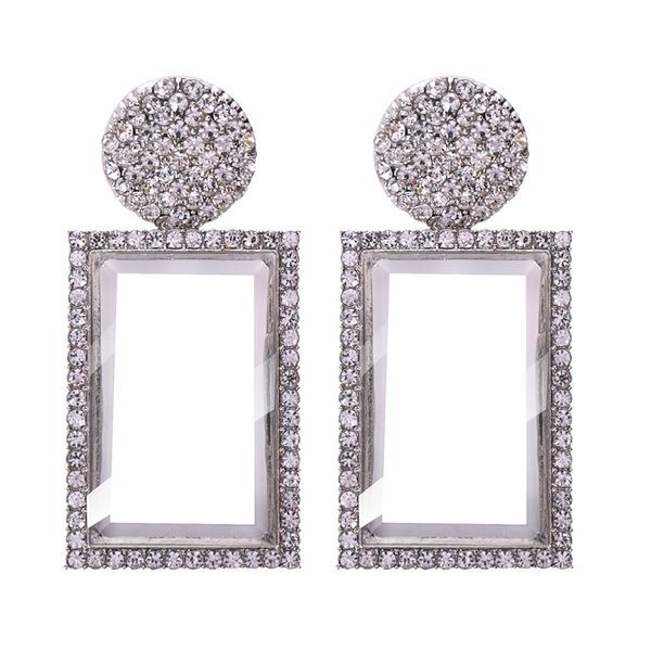 sparkling rhinestone acrylic alloy vertical square earrings geometric stud earrings wedding accessories, Silver
sparkling rhinestone acrylic alloy vertical square earrings geometric stud earrings wedding accessories, Silver