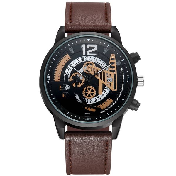 fashionable hollow gear calendar high-end men's leisure creative men sports watches large dial quartz clock, Slivery;brown
fashionable hollow gear calendar high-end men's leisure creative men sports watches large dial quartz clock, Slivery;brown