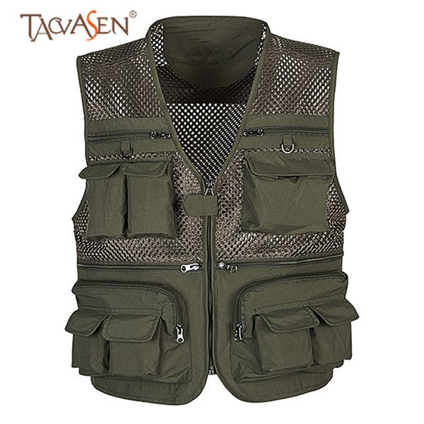 

tacvasen tactical vest army vest many pocket safari travel vests outdoor hunting mesh hiking camping vests fishing, Gray;blue