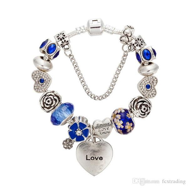 new charm bracelets silver plated bangle for women heart bracelet blue chamilia beads flower charms diy jewelry as christmas gift, Golden;silver
new charm bracelets silver plated bangle for women heart bracelet blue chamilia beads flower charms diy jewelry as christmas gift, Golden;silver