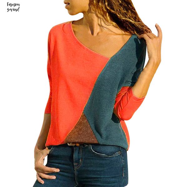 women blouse s 5xl autumn fashion new o neck long sleeve summer women clothing color patchwork yl10, White
women blouse s 5xl autumn fashion new o neck long sleeve summer women clothing color patchwork yl10, White