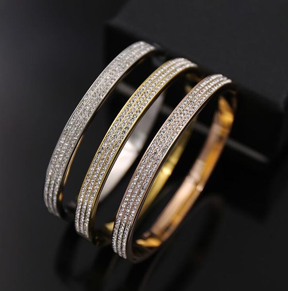 party single product exquisite three rows of drill side opening shine titanium steel bracelet, Black
party single product exquisite three rows of drill side opening shine titanium steel bracelet, Black