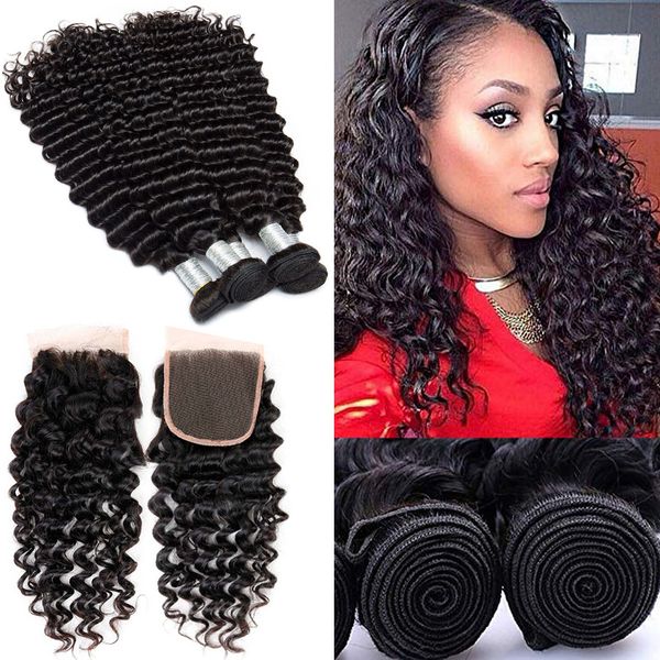 deep wave 9 a brazilian virgin human hair 3 bundles with closure cuticle aligned remy hair bundles with lace closure extensions, Black
deep wave 9 a brazilian virgin human hair 3 bundles with closure cuticle aligned remy hair bundles with lace closure extensions, Black