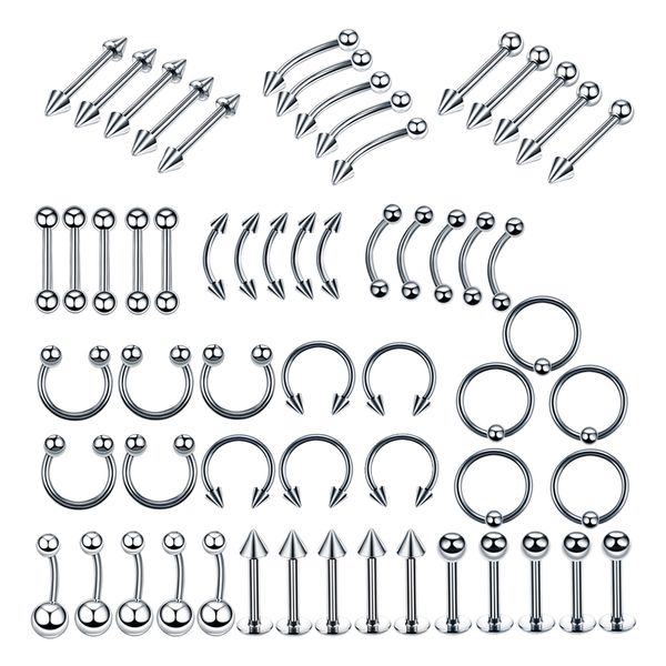 60pcs/lot stainless steel nose lip tongue eyebrow tragus navel belly ring piercings jewelry for women men, Slivery;golden
60pcs/lot stainless steel nose lip tongue eyebrow tragus navel belly ring piercings jewelry for women men, Slivery;golden