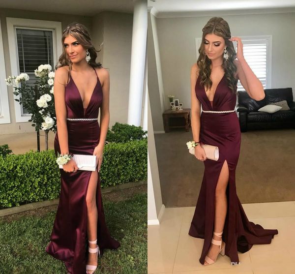 burgundy plain dresses open back deep v neck prom dresses with side split long special occasion party evening gowns robe arabic dress, Black
burgundy plain dresses open back deep v neck prom dresses with side split long special occasion party evening gowns robe arabic dress, Black