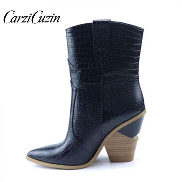 carzicuzin size 33-46 women mid calf boots winter add fur stone pattern fashion warm heel boots european style designer shoes, Black
carzicuzin size 33-46 women mid calf boots winter add fur stone pattern fashion warm heel boots european style designer shoes, Black