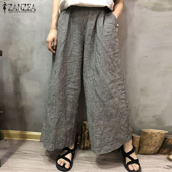 zanzea 2019 autumn wide leg trousers casual women plaid check pockets cotton linen pants retro loose long pantalon plus size, Black;white
zanzea 2019 autumn wide leg trousers casual women plaid check pockets cotton linen pants retro loose long pantalon plus size, Black;white