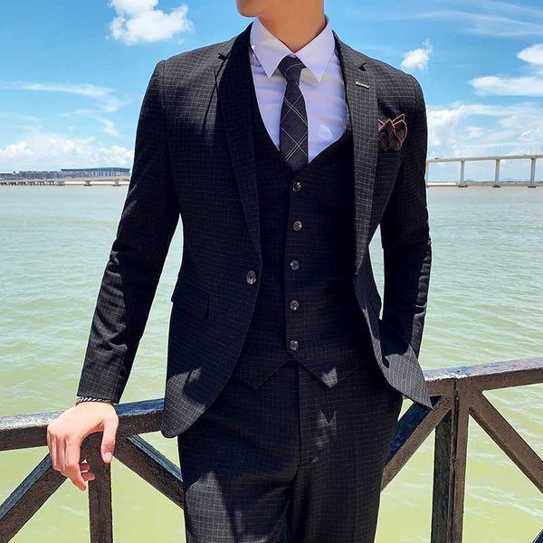 slim men's plaid suit 3 piece set, business, wedding party blazer with suit pants and vest waistcoat mens suits, White;black
slim men's plaid suit 3 piece set, business, wedding party blazer with suit pants and vest waistcoat mens suits, White;black