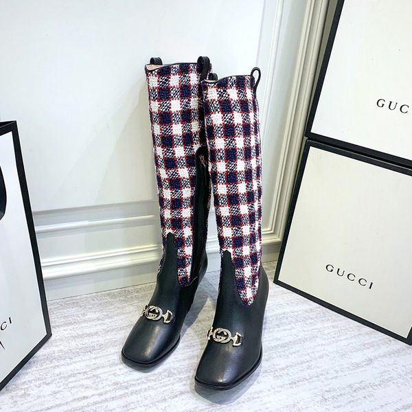 2019 autumn and winter high grade fashion boots high-heeled women's boots side zipper colorblock stripe matching with ms. high boots, Black
2019 autumn and winter high grade fashion boots high-heeled women's boots side zipper colorblock stripe matching with ms. high boots, Black