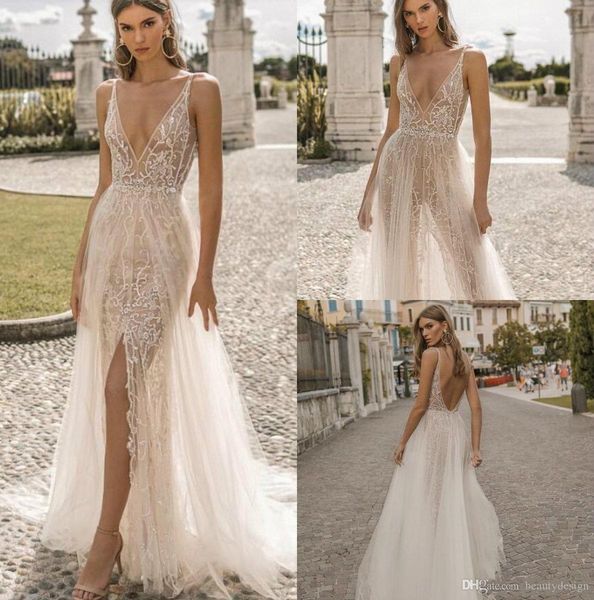 mermaid wedding dresses plunging illusion bodice neck backless lace bridal gowns see through boho slit wedding dress, White
mermaid wedding dresses plunging illusion bodice neck backless lace bridal gowns see through boho slit wedding dress, White
