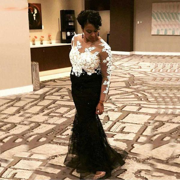 black and white evening dresses mermaid o-neck appliques lace long sleeves prom gown mother of the bride dress party formal gown, White;black
black and white evening dresses mermaid o-neck appliques lace long sleeves prom gown mother of the bride dress party formal gown, White;black