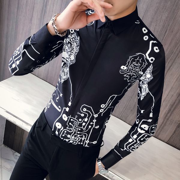 england style shirt men autumn new tuxedo men clothes 2019 slim fit long sleeve print men's social shirts party dress shirt male, White;black
england style shirt men autumn new tuxedo men clothes 2019 slim fit long sleeve print men's social shirts party dress shirt male, White;black
