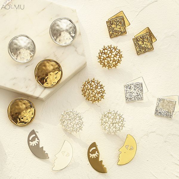 aomu new design irregular snowflake mask round metal metal silver color classic scrub stud earrings for women birthday gifts, Golden;silver
aomu new design irregular snowflake mask round metal metal silver color classic scrub stud earrings for women birthday gifts, Golden;silver