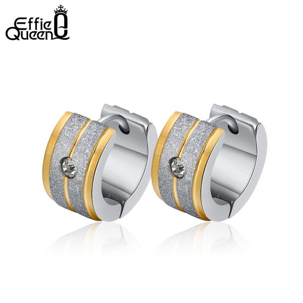 effie queen frosting surface stainless steel hoop earrings for women men 12mm with cubic zircon accessories jewelry dgte110, Golden;silver
effie queen frosting surface stainless steel hoop earrings for women men 12mm with cubic zircon accessories jewelry dgte110, Golden;silver