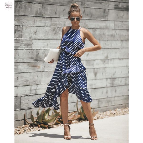 casual women female summer dress asymmetrical ruffles halter sleeveless dresses dot fashion 2019 sweet dress vestidos, Black;gray
casual women female summer dress asymmetrical ruffles halter sleeveless dresses dot fashion 2019 sweet dress vestidos, Black;gray