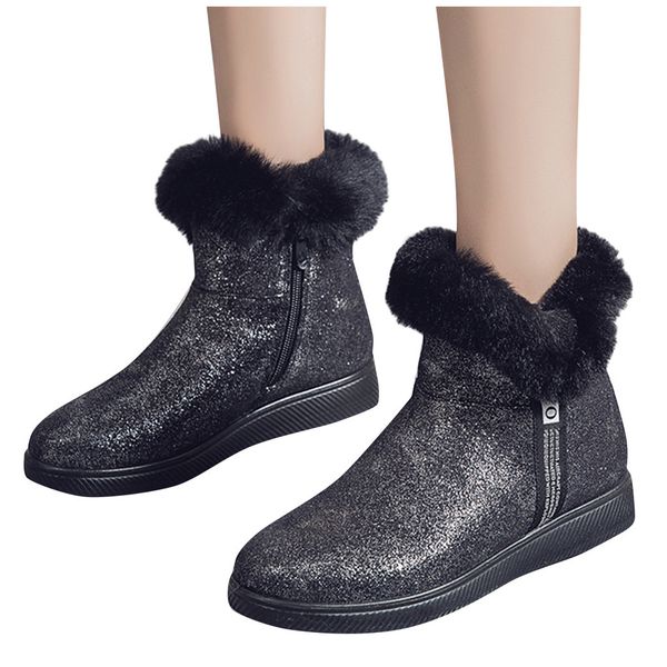 women ankle bootie ladies winter warm fur plush non-slip boots short snow boots footwear shoes woman warmer hiking snow, Black
women ankle bootie ladies winter warm fur plush non-slip boots short snow boots footwear shoes woman warmer hiking snow, Black