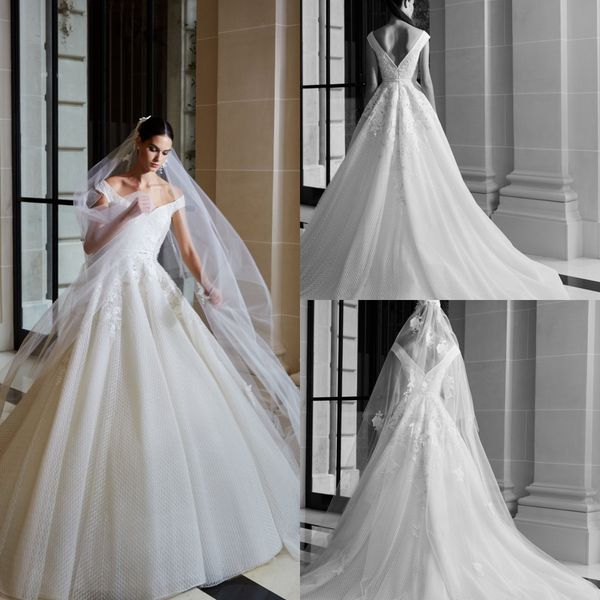 2020 modest elie saab elegant a line wedding dresses v neck sleeveless backless lace applique wedding gowns sweep train robe de mariée, White
2020 modest elie saab elegant a line wedding dresses v neck sleeveless backless lace applique wedding gowns sweep train robe de mariée, White