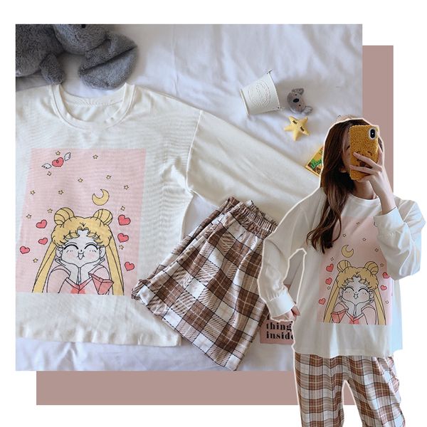 lady's long sleeve nighties kawaii sailor moon print pijamas comfy sleepwear pajamas for women, Black;red
lady's long sleeve nighties kawaii sailor moon print pijamas comfy sleepwear pajamas for women, Black;red