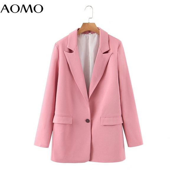 aomo women 2020 pink blazer one button female long sleeve elegant jacket ladies work wear blazer formal suits sl282a, White;black
aomo women 2020 pink blazer one button female long sleeve elegant jacket ladies work wear blazer formal suits sl282a, White;black