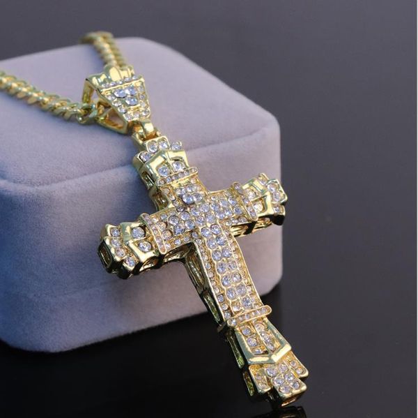 european and american men's hip hop necklace with diamond retro cross pendant, Black
european and american men's hip hop necklace with diamond retro cross pendant, Black