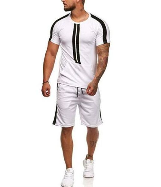 two piece set men tracksuit sport shirt+shorts casual sport jogging athletic trainer suit summer gym clothes, Gray
two piece set men tracksuit sport shirt+shorts casual sport jogging athletic trainer suit summer gym clothes, Gray