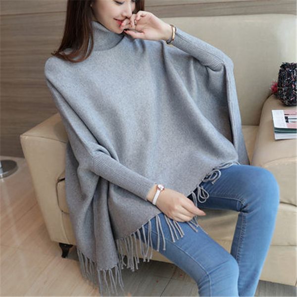 2020 women spring autumn knitted sweater poncho coat solid elegant pullover female jumper irregular tassel hem cape cloak pull, Black
2020 women spring autumn knitted sweater poncho coat solid elegant pullover female jumper irregular tassel hem cape cloak pull, Black