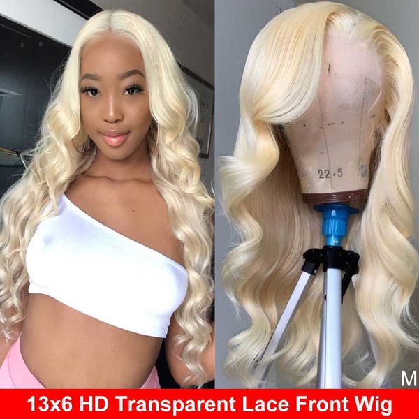 

613 wig hd lace wig body wave blonde lace front human hair 13x6 front maxine remy 613 frontal 150 density, Black;brown