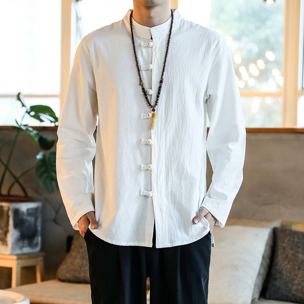 men's casual shirts 2021 arrival long sleeve cotton linen chinese style vintage shirt thin fitness camisa masculina, White;black
men's casual shirts 2021 arrival long sleeve cotton linen chinese style vintage shirt thin fitness camisa masculina, White;black