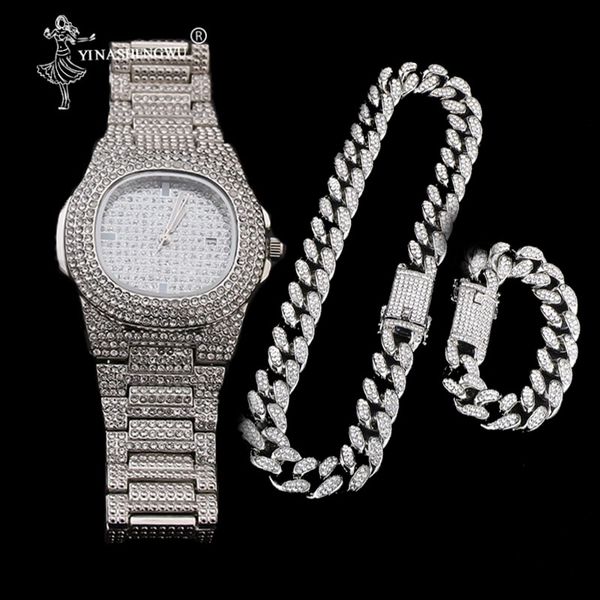 luxury gold color watch crystal miami out cuban chain gold silver men watch & necklace & bracelet hip hop jewerl for men 2cm
luxury gold color watch crystal miami out cuban chain gold silver men watch & necklace & bracelet hip hop jewerl for men 2cm