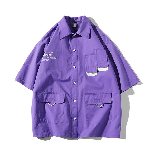 male streetwear hip hop loose casual purple balck shirt male harajuku men summer short sleeve cargo shirts, White;black
male streetwear hip hop loose casual purple balck shirt male harajuku men summer short sleeve cargo shirts, White;black
