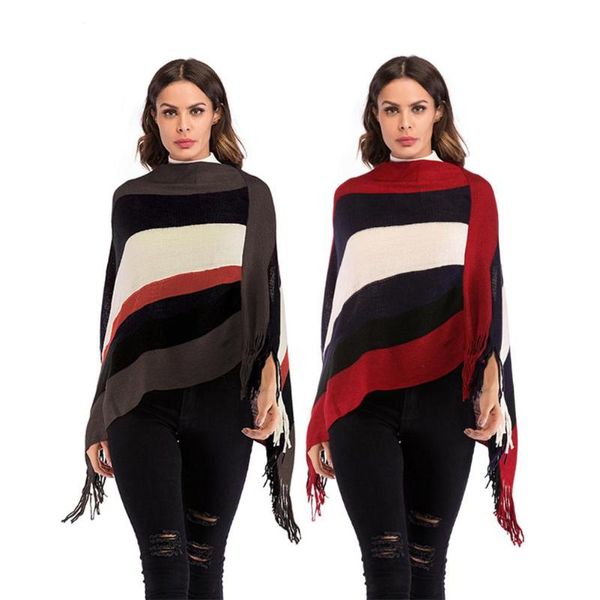 mujer poncho cape winter coat women ponchos bat pullover color stripe knitting tassel casual women knitting cloak, Black
mujer poncho cape winter coat women ponchos bat pullover color stripe knitting tassel casual women knitting cloak, Black