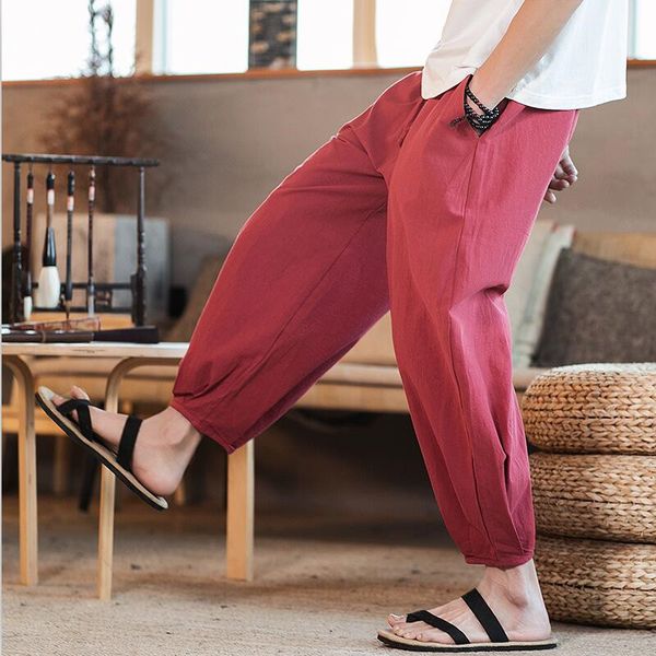 japan style men ankle length pants cotton linen wide leg pants casual loose solid drawstring trousers plus size m-7xl, Black
japan style men ankle length pants cotton linen wide leg pants casual loose solid drawstring trousers plus size m-7xl, Black