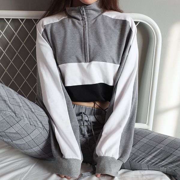 2018 woman clothes hoodies sweatshirts long-sleeve pullover sweatshirt blouse zipper crop patchwork shirt ropa mujer, Black
2018 woman clothes hoodies sweatshirts long-sleeve pullover sweatshirt blouse zipper crop patchwork shirt ropa mujer, Black